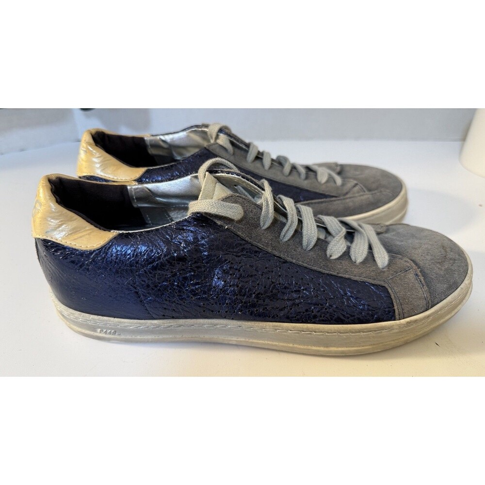 New P448 John Glitter Blue Gray Sneakers Sz 41 US 9 Made in Italy